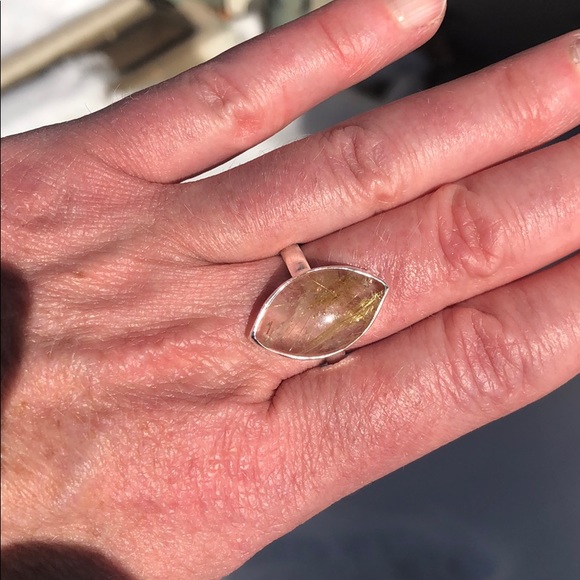 GOLDEN RUTILE 925 STERLING SILVER RING, SIZE 8.5 - Picture 9 of 12